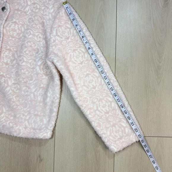Vintage Coldwater Creek‎ Pink Fleece Button Jacket L Floral Print USA Made - Picture 7 of 7